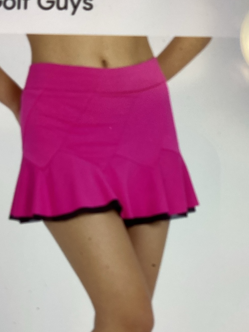 Women's Hot Pink Active Skort with Flared Hem and black under-layer. Size Small